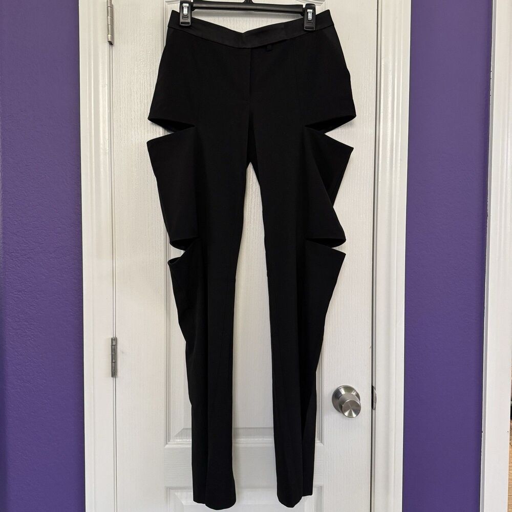 BEBE Vintage Y2K Black Multi Zippered Leg Dress Pants Slacks Mid Rise Size 6